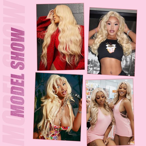 613 13x6 Lace Front Wig Human Hair 28 Inch 200 Density Blonde Wig Human Hair ... - Bild 5 von 7
