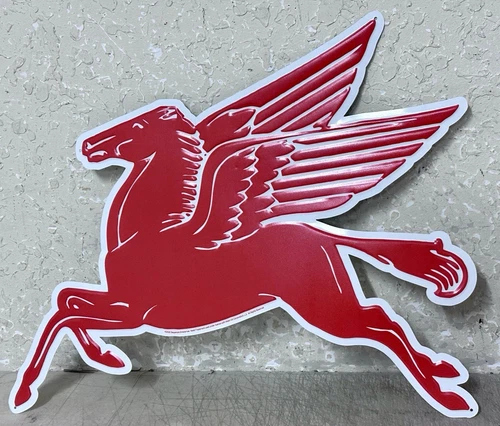 Mobil Pegasus Gasoline Metal Sign Garage Vintage Style Wall Decor Oil Horse Pub