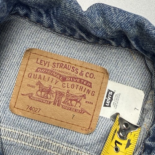Vintage Levi's Trucker Jacket Youth Size 7 Blue Snap 74027 - Picture 7 of 12