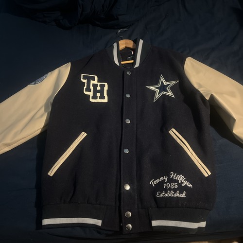 Dallas Cowboys Jacket Tommy Hilfiger x NFL Wool Varsity Navy Beige Men’s XL - Picture 1 of 6