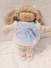 Vtg Cabbage Patch Mini Kids Doll Blonde Hair Brown Eyes Dimple Shoes Soks Gift