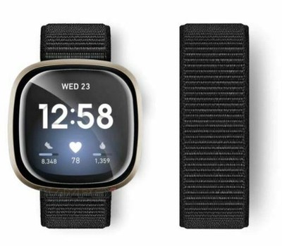 Für Fitbit Versa 3/4 / Sense 1/2 Nylon Armband Nylonarmband Loop Band Klettband