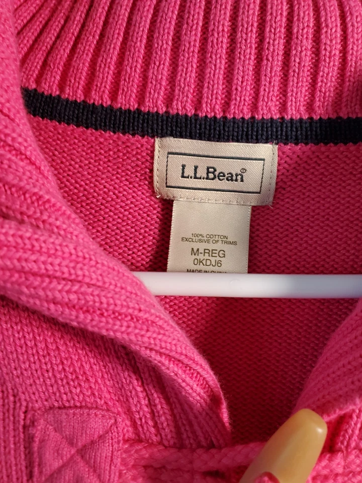 L.L. Cárdigan tejido Bean Hot Pink botón palanca talla mediana Foto 3 de 4