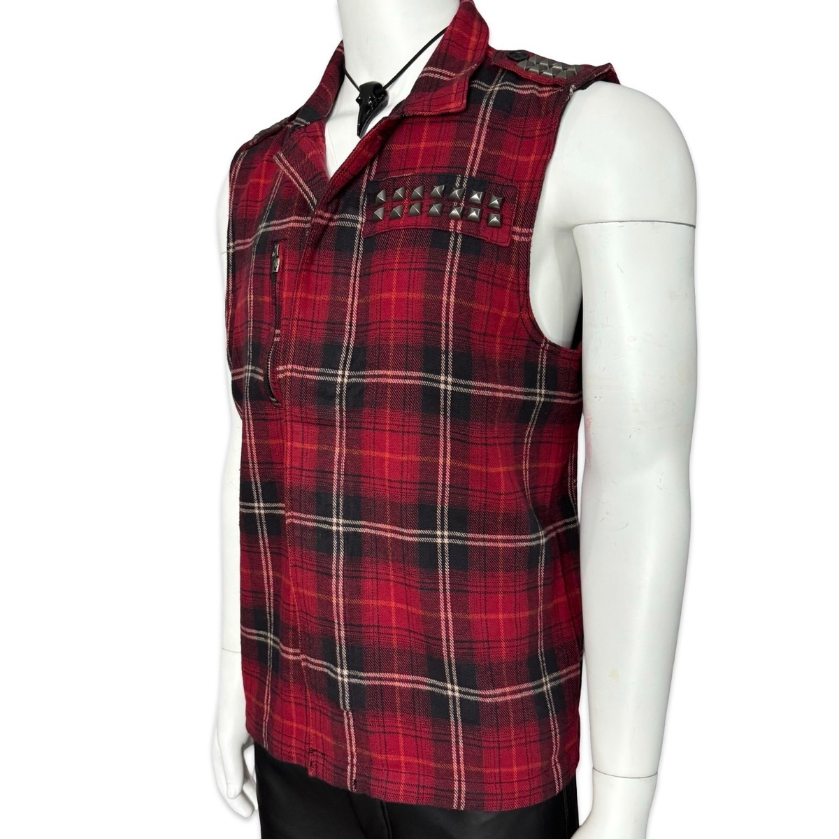 TRIPP GOTHIC PUNK BIKER TRUCKER STUDDED FLANNEL TARTAN PLAID