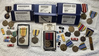 Collection of American Medals Ribbons and Badges. USA. 20th Century.