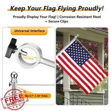 YIBOBO 2PK Flag Straightener Rod - Detangler Kit 0.7-1.1" Pole Silvery