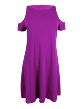 Lauren Ralph Lauren Women's Cold Shoulder Jersey Dress (6, Magenta)