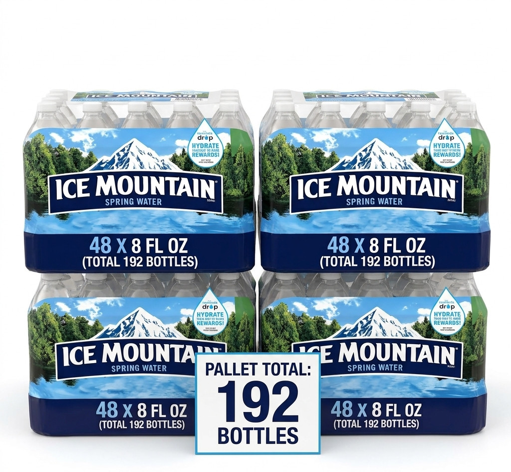 Ice Mountain 100% Natural Spring Water 8 fl. oz., 192 Bottles SAMEDAYSHIP!!