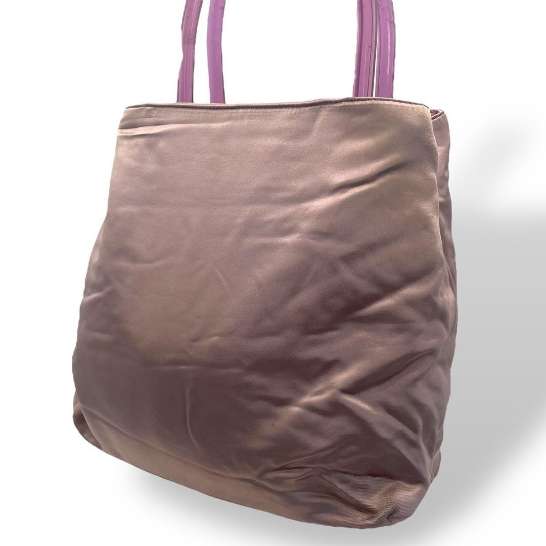 Prada Pink Nylon Handbag with Clear Handle Authentic Pre-Loved Includes Gift Bag  