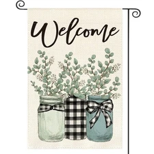 Buffalo Plaid Welcome Garden Flag Spring Summer Double Sided Yard Outdoor Decor