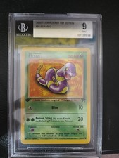 Ekans 1st Edition 2000 Team Rocket Pokemon Beckett 9 MINT 56/82