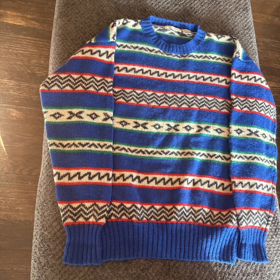 Suéter Claiborne De Colección Para Hombre Pequeño Estampado Geométrico 3D 100% Lana Estilo Coogi Foto 4 de 4