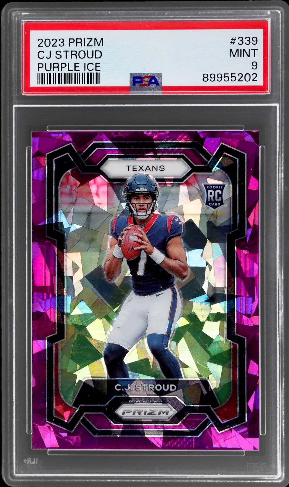 2023 Panini Prizm Cj Stroud #339 PSA 9 RC Purple Ice Prizm 131/225 Football Mint