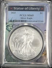 2023 $1 Silver Eagle PCGS MS69 Statue of Liberty Label 1 oz .999 ASE Graded Slab