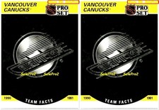 2x PRO SET 1990 NHL HOCKEY VANCOUVER CANUCKS TEAM LOGO FACTS MINT #584 CARDS LOT