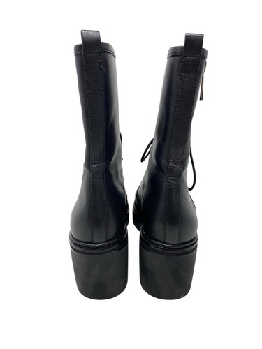 MICHAEL Michael Kors Womens Black Combat Boots Size 7.5 Lace Up Side Zip Logo - Picture 5 of 11