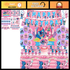 Juego de suministros de fiesta de cumpleaños con tema de puntada - 49 piezas decoraciones, globos, pancarta,