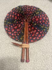 African Leather Folding Hand Fan High Quality Material With Handle 11.5 Wide