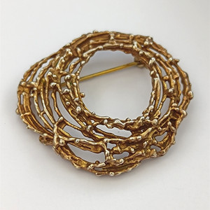 Authentic VTG Brooch Brutalist Abstract Modernist Gold Plated Sterling Freeform Israel 925