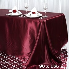 Burgundy 90x156" RECTANGLE Satin TABLECLOTH Wedding Party Home Banquet Linens