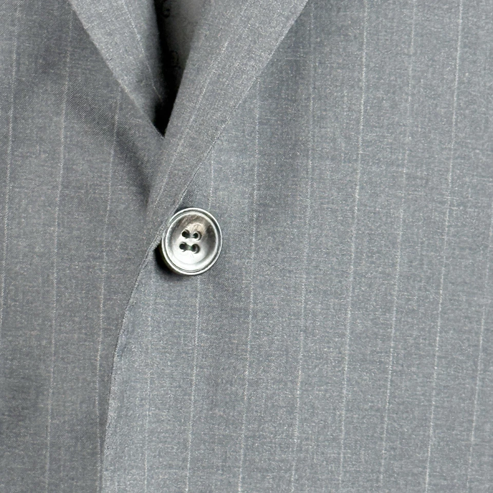 KITON Casaco Listrado Cinza Fumaça Esporte Bronzeado Lã Azul Diamante 54IT 44US EUC - Imagem 4 de 4