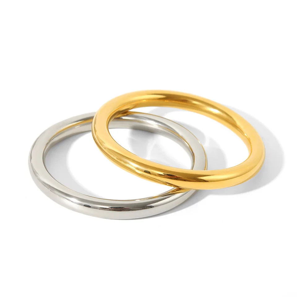 Women Stainless Steel Bracelet Polished Textured Glossy Minimalist Jewelry