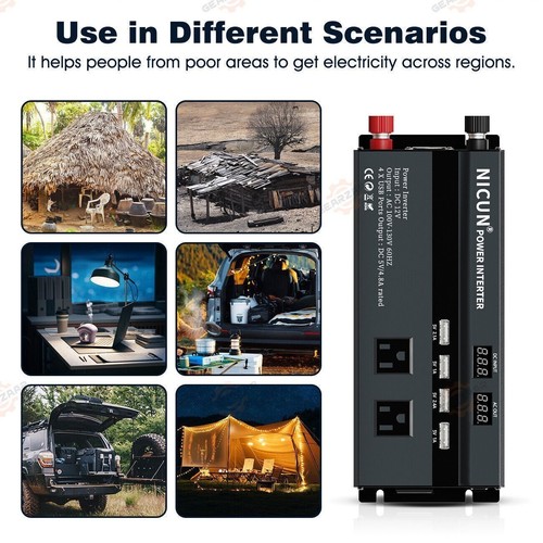 6000W Power Inverter DC 12V - 110V AC Car RV Sine Wave Solar Converter LCD - Picture 18 of 20