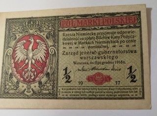 Polen Banknote 1/2 Marki Polskiej 1916 Papiergeld Einzelstück
