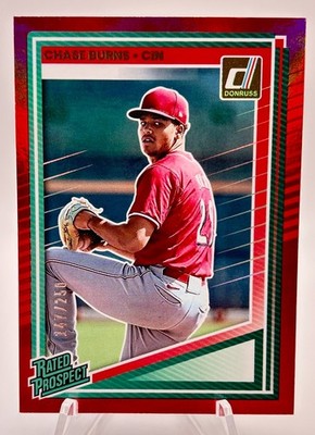 2025 Panini Donruss - Optic Rated Prospects Chase Burns #146 Orange Velocity...