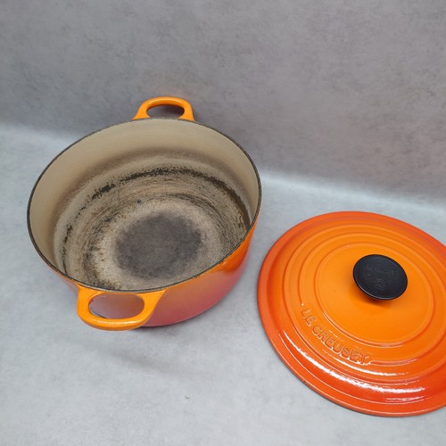Cazuela Le Creuset Francia Talla (D) 24 cm Vintage Hierro Fundido Naranja Volcánico - Imagen 2 de 6