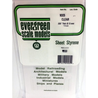 Evergreen 9005 Styrene Plastic Clear Sheet 0.005''x 6''x 12'' (3)