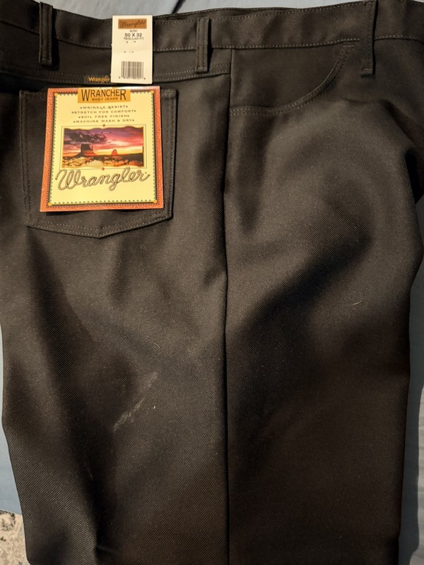 New Wrangler Men's Wrancher Boot Jeans Polyester Stretch Cowboy 50x32 Black