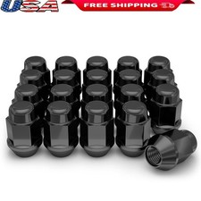 20 Black Chrome Closed-end Bulge Acorn Lug Nuts 1/2-20 Thread 60 Degree Seat New