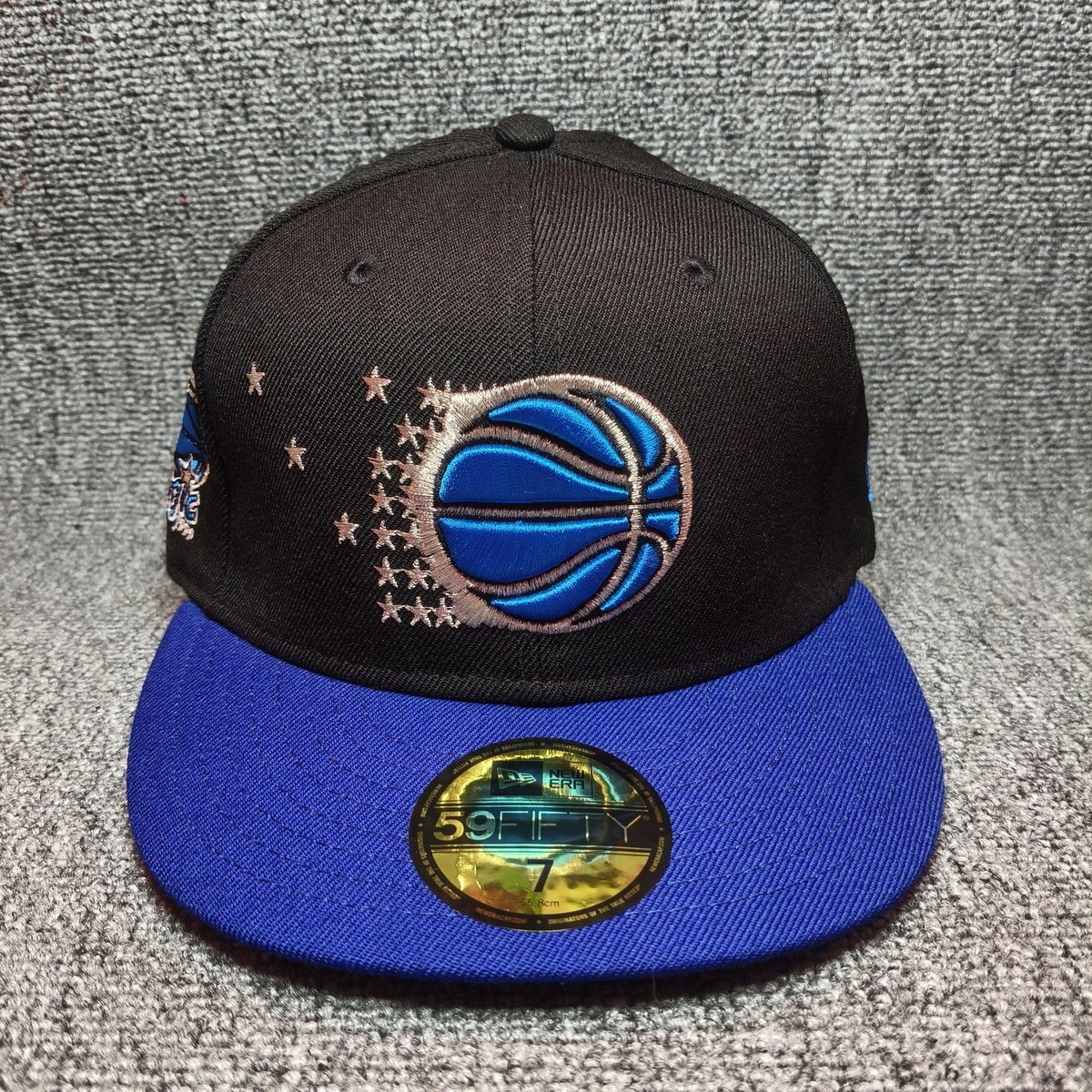 New Era 59FIFTY Orlando Magic Fitted Hat Size 7 Black Blue NBA Hardwood Classic