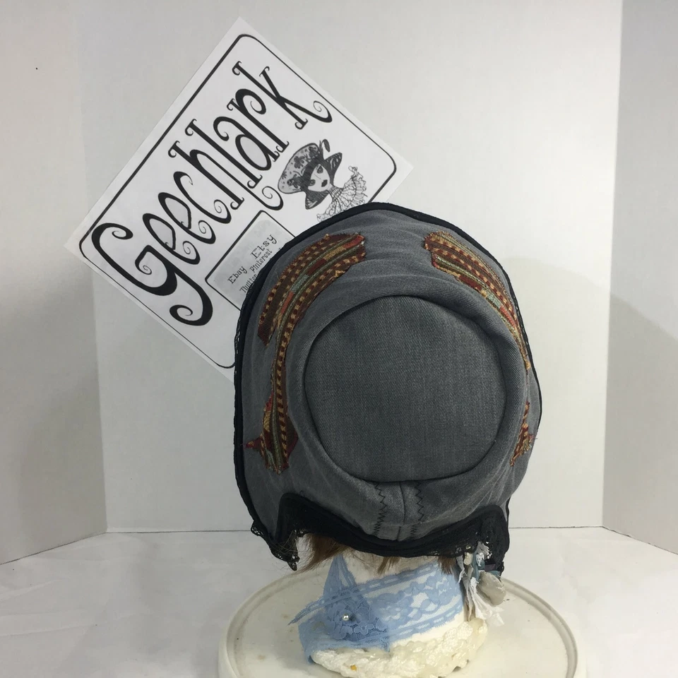 Sombrero Gorro Victoriano Gris Negro Cubo Guerra Civil Recreación 6177 Foto 3 de 4