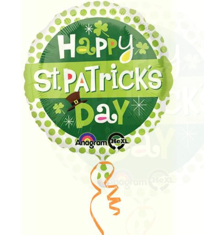СЧАСТЛИВЫЙ ДЕНЬ СВЯТОГО ПАТРИКА ТОЧКИ ФОЛЬГА ВОЗДУШНЫЙ ШАР ИРЛАНДСКАЯ ВЕЧЕРИНКА УКРАШЕНИЕ ТРИЛИСТНИК 43 СМ - Изображение 2 из 3