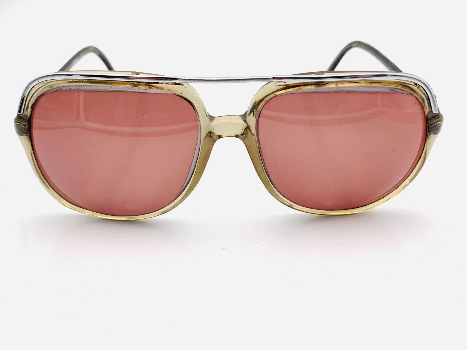 Vintage Silver Gray Translucent Pilot Sunglasses … - image 1