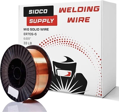 SIDCO SUPPLY Solid MIG Welding Wire - ER70S-6-0.035 Inch, 33 LB Spool - Mild Steel MIG Wire