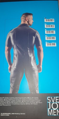 Camicia da uomo a maniche corte, fetish, finta pelle nera lucida, elasticizzata. - Foto 6 di 11