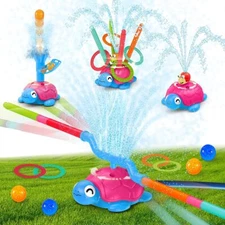 VATOS Turtle Water Sprinkler for Kids,4 in 1 Outdoor Toys 360°Roating Spray