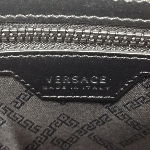 Versace Medusa Clutch Wristlet Zip Bag Leather Black Gold DP87631 Italy - Picture 14 of 14
