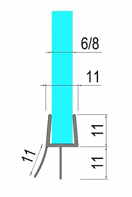Guarnizione Sottoporta Box Doccia 220cm Trasparente - Per Vetri 6-8mm Con Doppia Aletta - Foto 7
