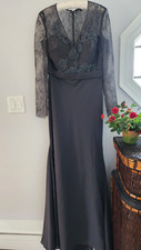 NWT ALYCE PARIS STYLE 29693 8 Evening Formal Dress STEEL GREY LACE