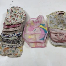 Lot of 25 - Baby bibs - Used - Mostly Handmade - See Photos