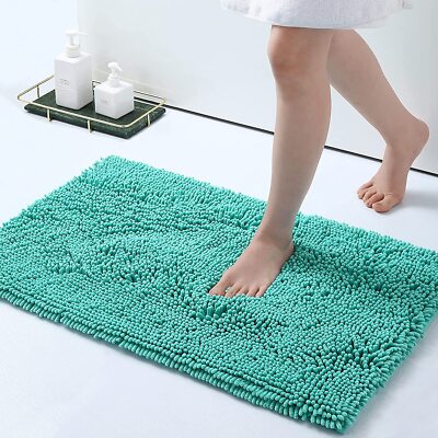 Plush Chenille Bathroom Rug Quick-Dry Absorbent Non-Slip Easy Clean
