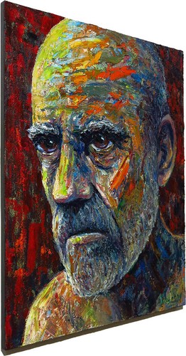 ORIGINALE 30x24" OLIO█DIPINTO█VINTAGE█ESPRESSIONISMO█ARTE FIRMATO UOMO RITRATTO MASCHILE