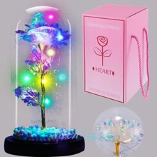 Forever Eternal Galaxy Rose In Glass Dome LED Flower Light Valentine's Day Gift