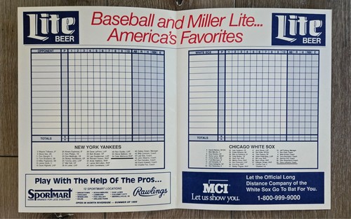 CHICAGO WHITE SOX vs. NEW YORK YANKEES 1989 PROGRAM WITH MEDIA-PRESS NOTES - Picture 2 of 5