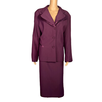 CHAMPAGNE 2PC Burgundy Polyester Acetate Lined Cocktail Skirt