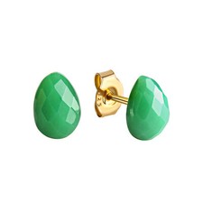 Jamelli - Ohrstecker Silber 925 vergoldet glänzend mit Chrysopras grün Edelstein